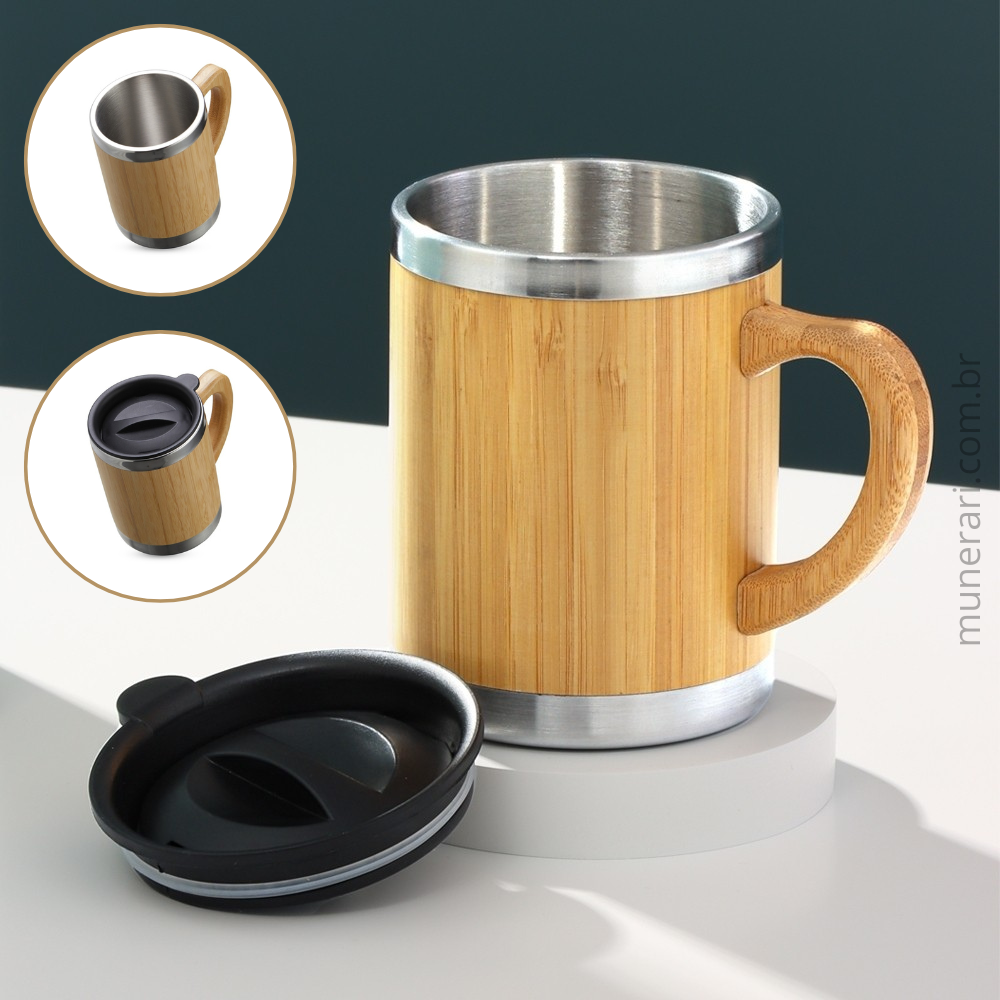 Caneca de Bambu 300ml Personalizada