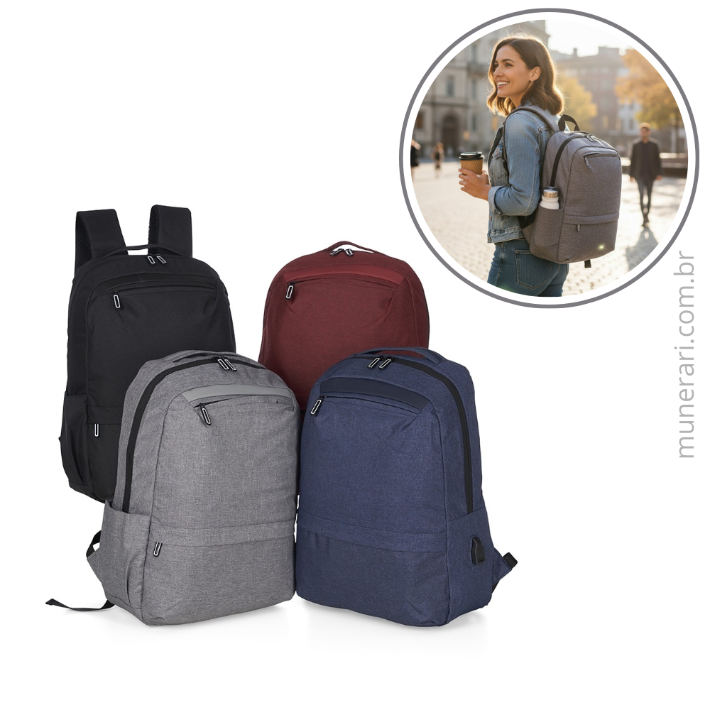 Mochila Nylon USB 21 Litros Personalizada