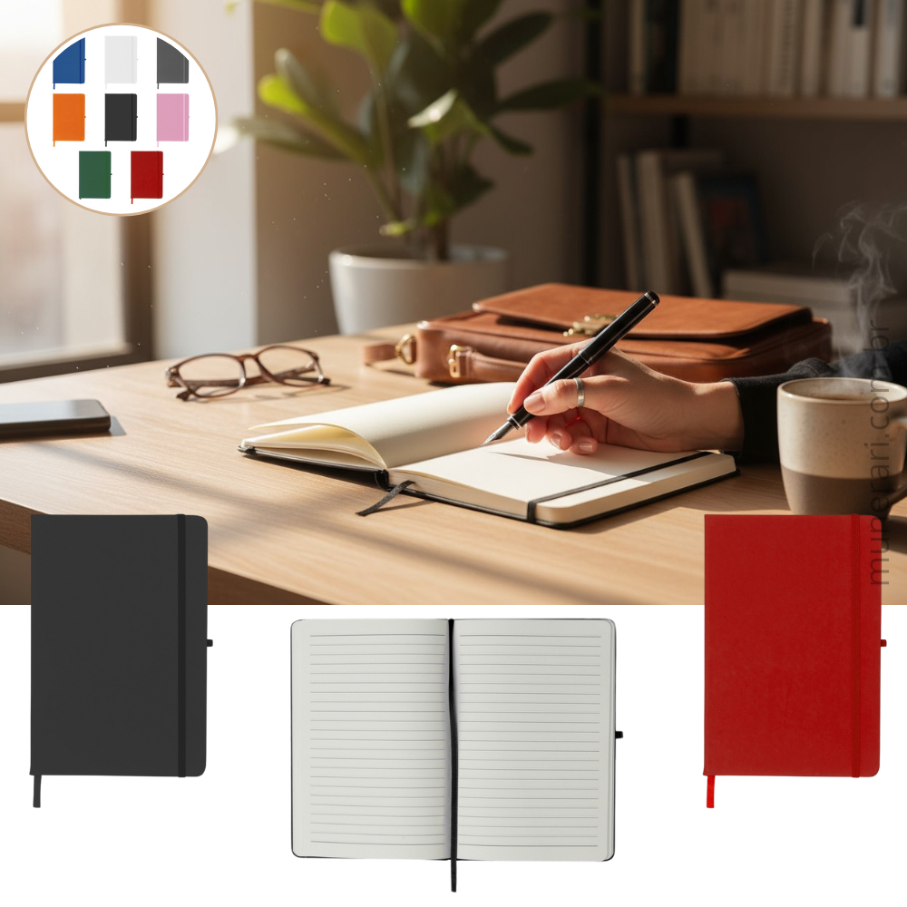 Caderneta Emborrachada com Porta Caneta 22x14 cm Personalizada