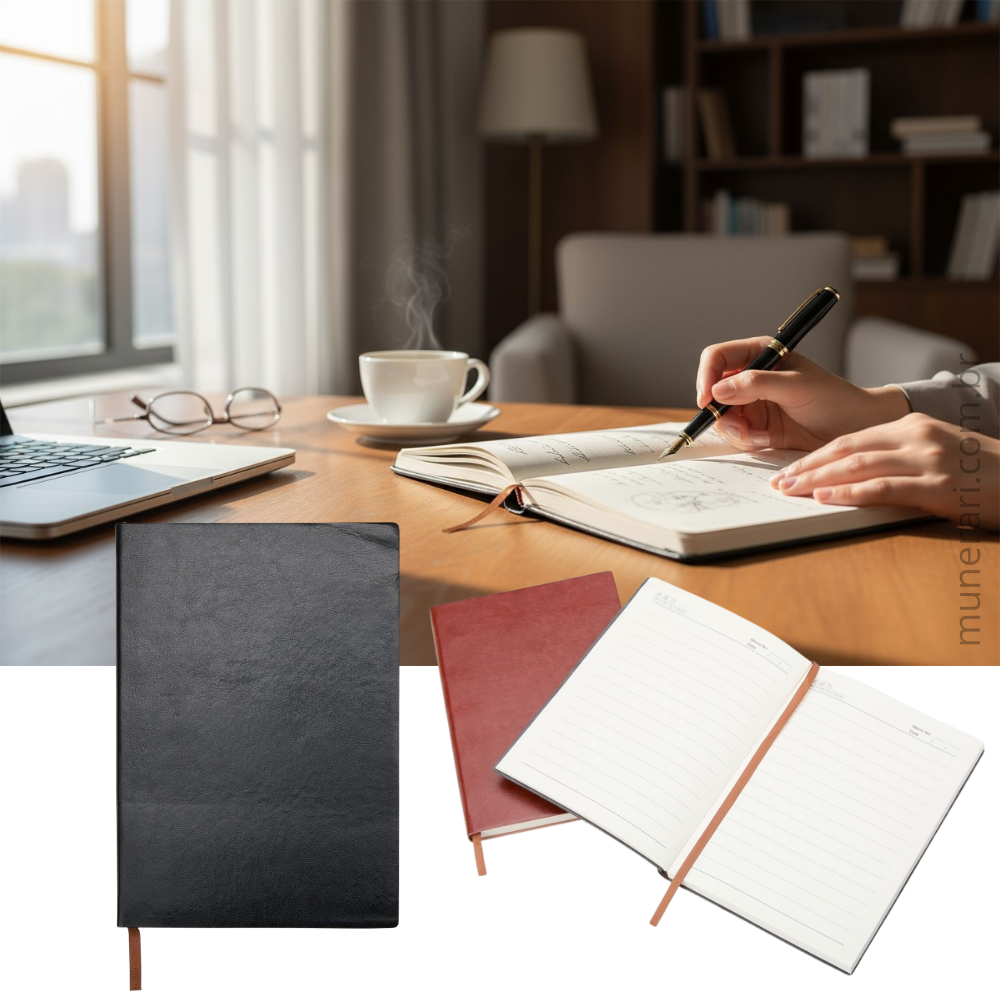 Caderneta em PU A5 20x14 cm Personalizada