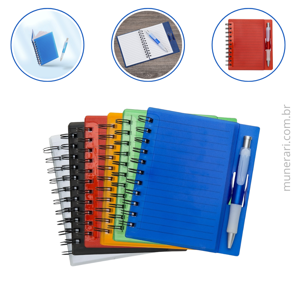 Caderno Plástico com Caneta Personalizado