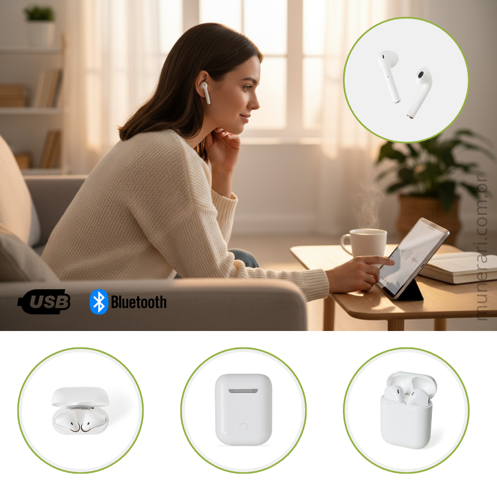 Fone de Ouvido Bluetooth Personalizado