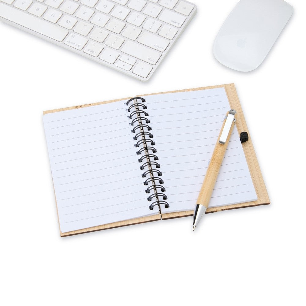 Caderno em Fibra de Bambu com Caneta 14x10 cm Personalizado